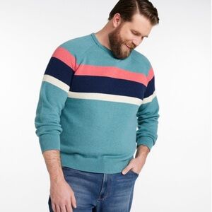 L.L. Bean Cotton Cashmere Striped Crewneck Sweater - XL Tall